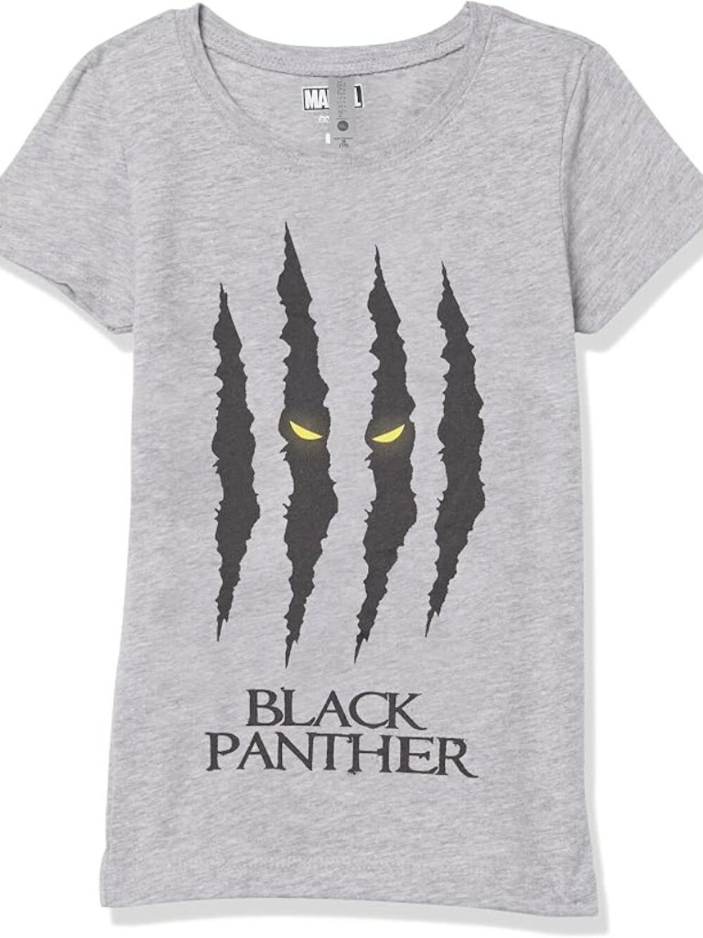 MARVEL Black Panther Medium 7/8 Gray T-Shirt Girls Claw Scratch Tee NEW